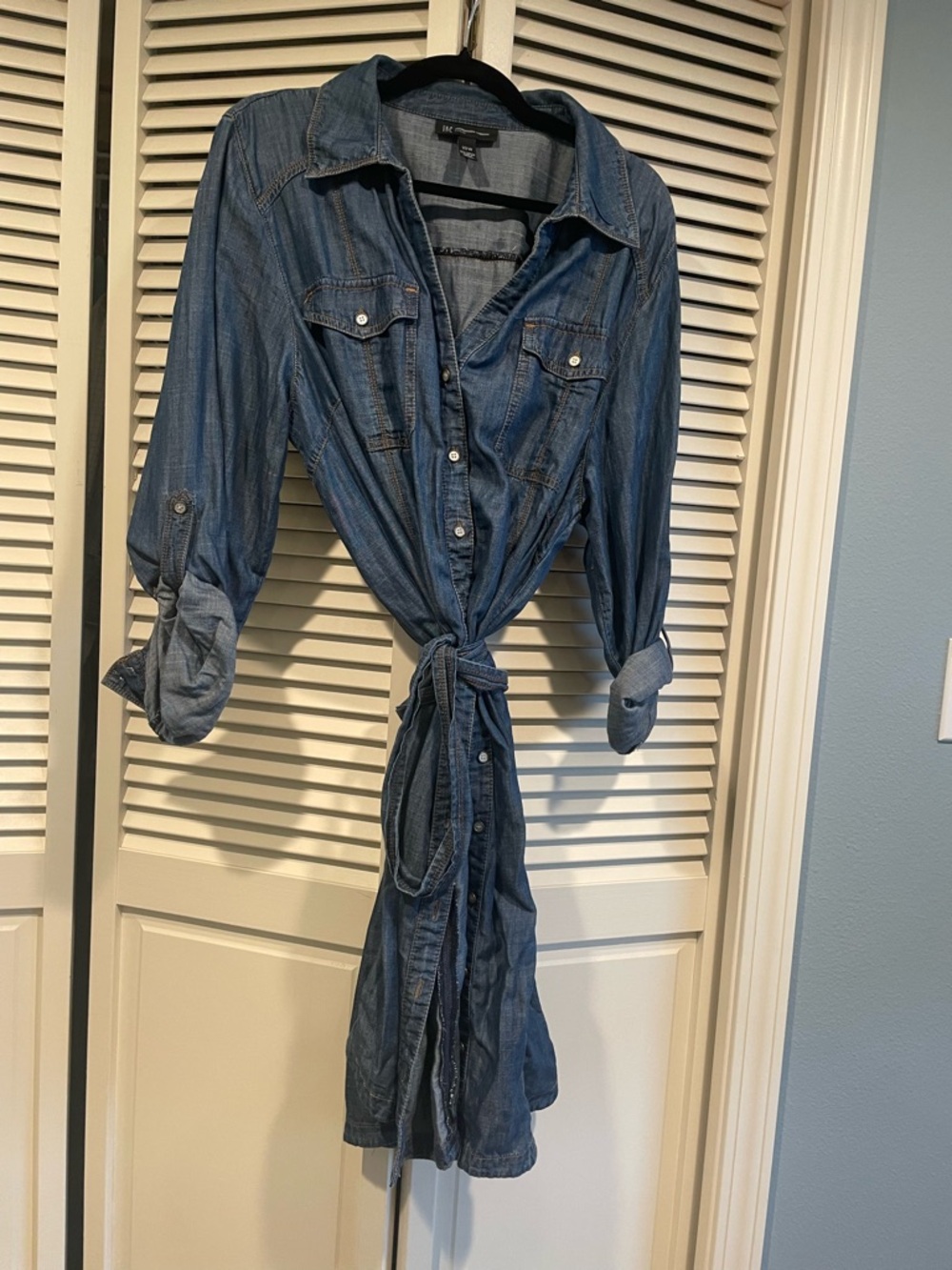 INC International Concepts Light Blue Denim Shirt Dress - rodeo / western!